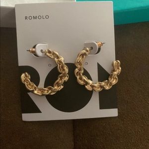Romolo Gold Hoop Earrings NIB
